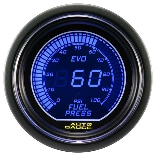 EVO Digial Racetech Autogauge Fuel Pressure Gauge 52mm BLUE RED 150PSI