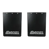 Superior Premium Mudflaps Extra Large 420mm x 350mm - WHITE Logo (Pair) - PF1714BS1