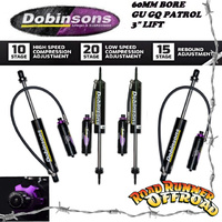 3" Dobinsons MRA Remote Adjustable Shock F & R 60mm Bore GQ GU Patrol 