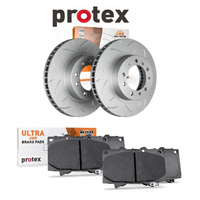 Protex Ultra HNS5 4WD Slotted Brake Discs Rotors & Pads Front (Pair) Brake Upgrade Kit for Nissan Patrol GU Y61
