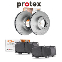 Protex HSN5 4WD Slotted Brake Discs Rotors & Pads Front (Pair) Brake Upgrade Kit for Toyota LandCruiser 105 Series