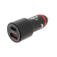 Dual USB In Car Socket Charger - USB Type C & QC3.0
