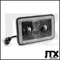 JTX Custom 4X6″ LED headlights high beam/low beam coloured halo ADR approved