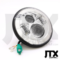 JTX Custom 7 LED Chrome headlights high beam/low beam White / Amber coloured halo ADR approved