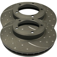 RDA Dimpled and slotted brake Disc Front rotors for Nissan Patrol GU Y61 TD42 RD28 TB45 ZD30 97 on (not tb48)